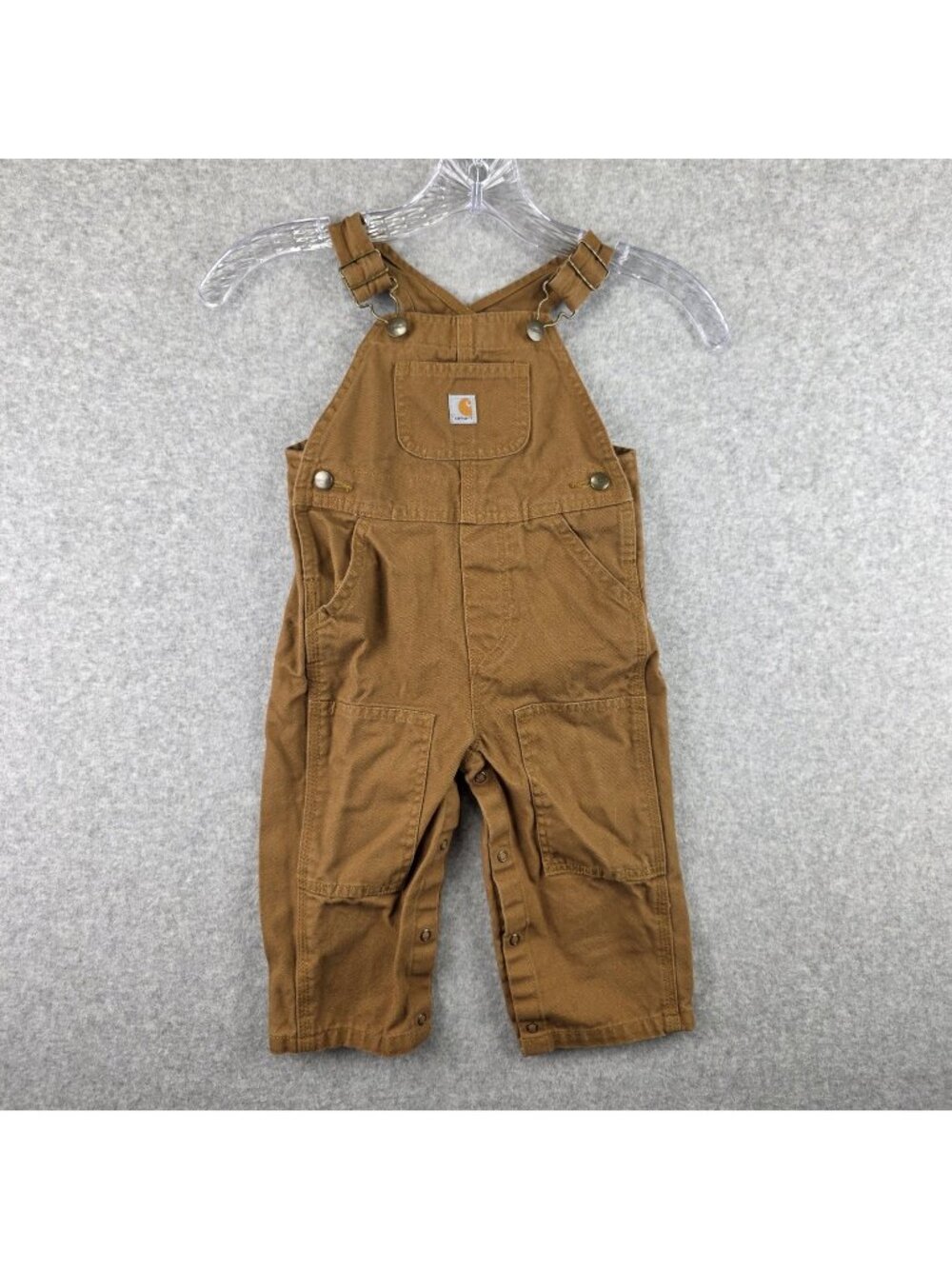 Carhartt Overalls Baby 18M Brown Duck Canvas Bib Workwear Carpenter